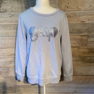 Gap women’s  blue glittery‎ sparkle pullover sweatshirt in size small